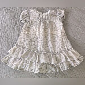 LOKI by Cadeau Beige Gray Ruffle Dress Zip Back Size 80 (approx 9-12 months)